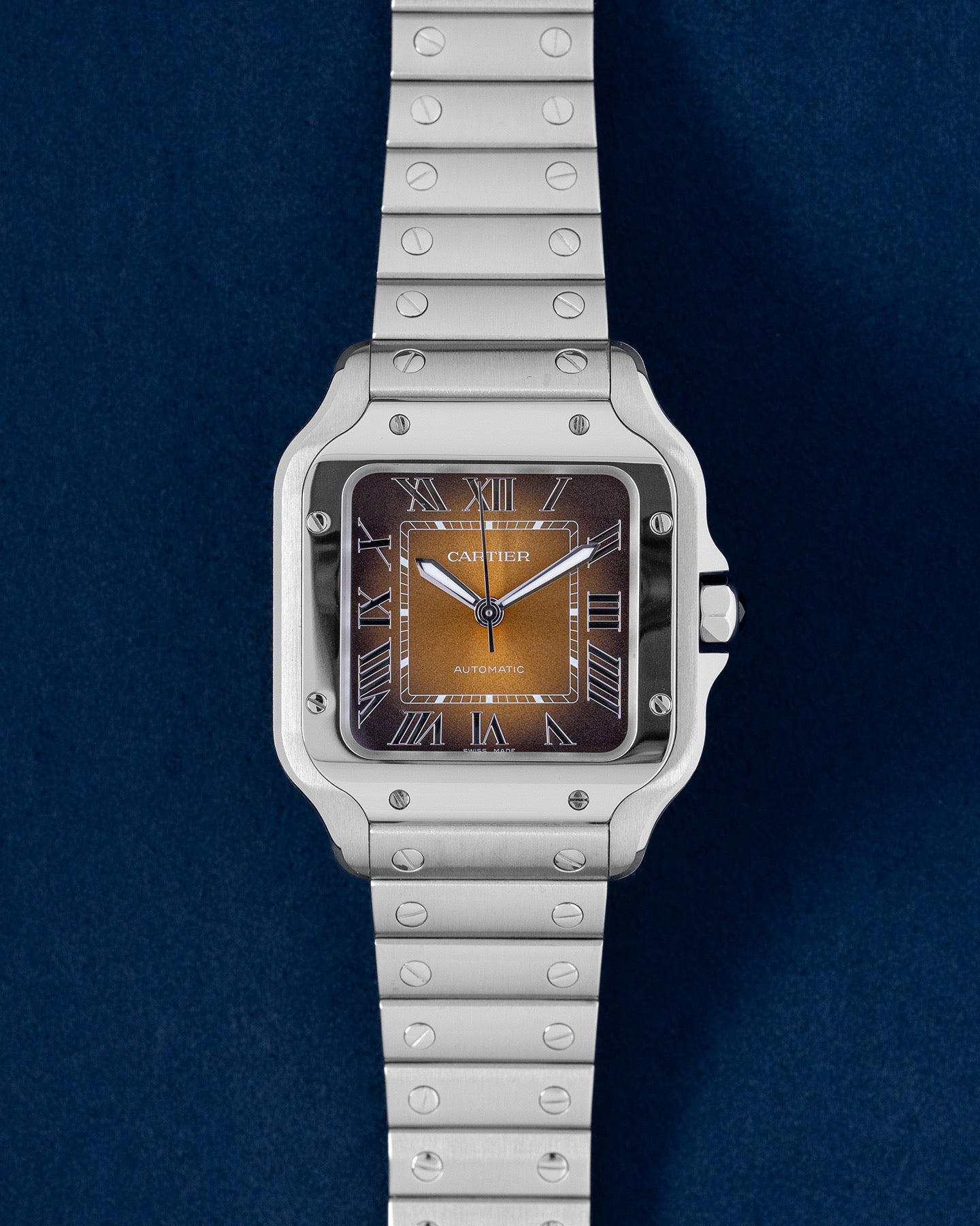 Brand New Cartier Santos Brown Sunray 35.1mm WSSA0065 | Grand Caliber Dallas, TX