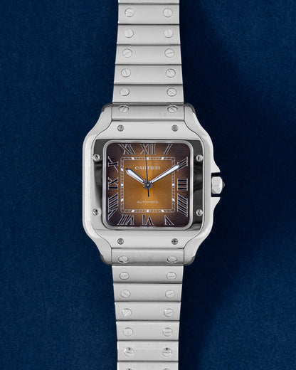 Brand New Cartier Santos Brown Sunray 35.1mm WSSA0065 | Grand Caliber Dallas, TX