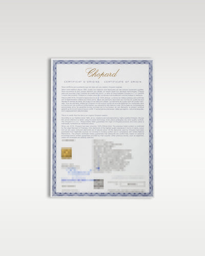 Official Chopard Poinçon de Genève hallmark certification sheet and international warranty documentation