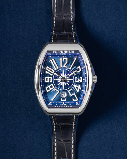 Steel Blue Franck Muller Vanguard Yachting V41 SC DT Watch | Grand Caliber