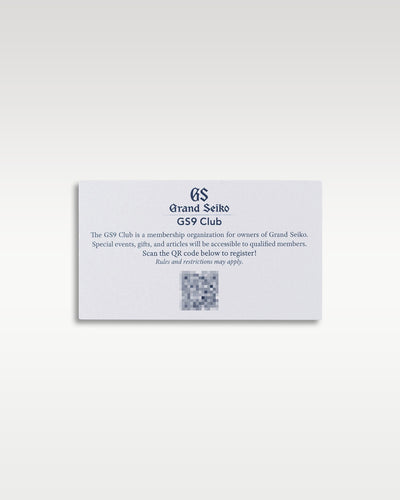 reverse side of a white Grand Seiko international warranty card showing a security QR code