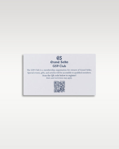 reverse side of a white Grand Seiko international warranty card showing a security QR code