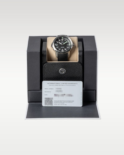 Brand new 2026 IWC Aquatimer Automatic IW328802 black dial complete full set presentation with its original black luxury presentation watch box