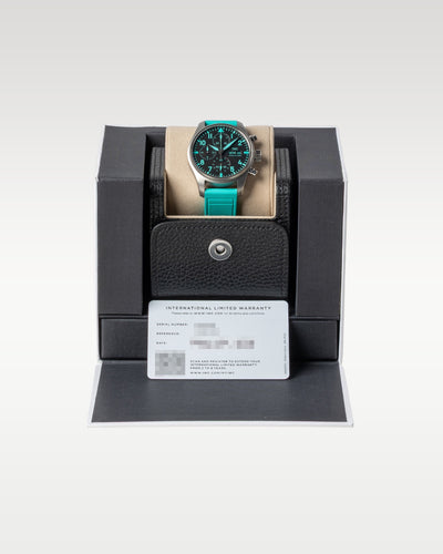 Brand new 2026 IWC Pilot's Watch Chronograph Mercedes-AMG Petronas F1 Team IW388108 complete full set presentation with its original black luxury box