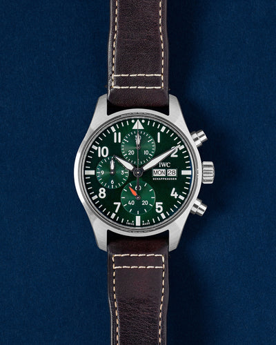 Green IWC Pilot's Watch Chronograph 41 IW388103 | Grand Caliber Watches