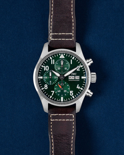 Green IWC Pilot's Watch Chronograph 41 IW388103 | Grand Caliber Watches