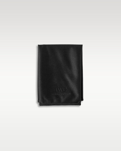 Official black microfiber travel pouch and storage sleeve debossed with the IWC Schaffhausen logo