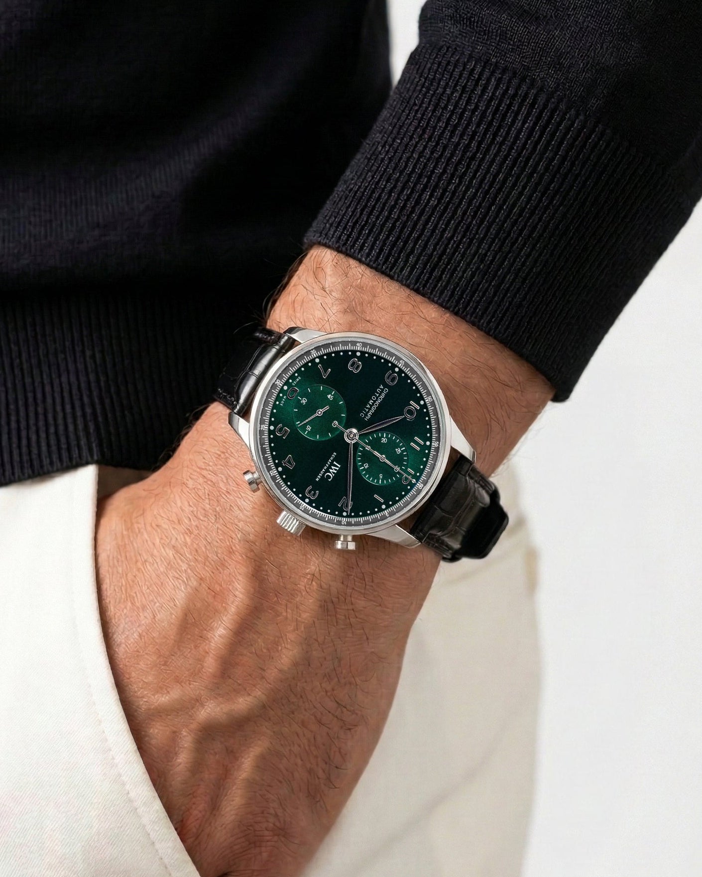 green IWC Portugieser Chronograph IW371615 | grand caliber texas
