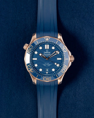 Rose Gold Omega Seamaster Diver 300M 210.62.42.20.03.001 Blue Watch | Grand Caliber