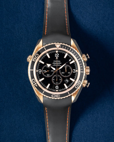 Rose Gold Omega Seamaster Planet Ocean Chronograph Watch | Grand Caliber Dallas