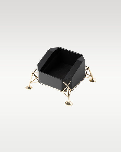 Miniature gold-accented Apollo 11 lunar lander module desk display and watch holder stand