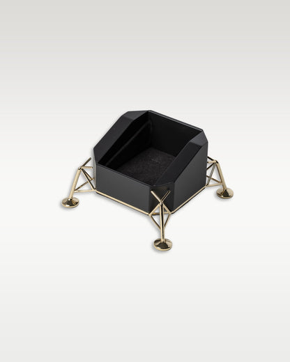 Gold-accented Apollo 11 lunar module lander desk display stand and watch holder