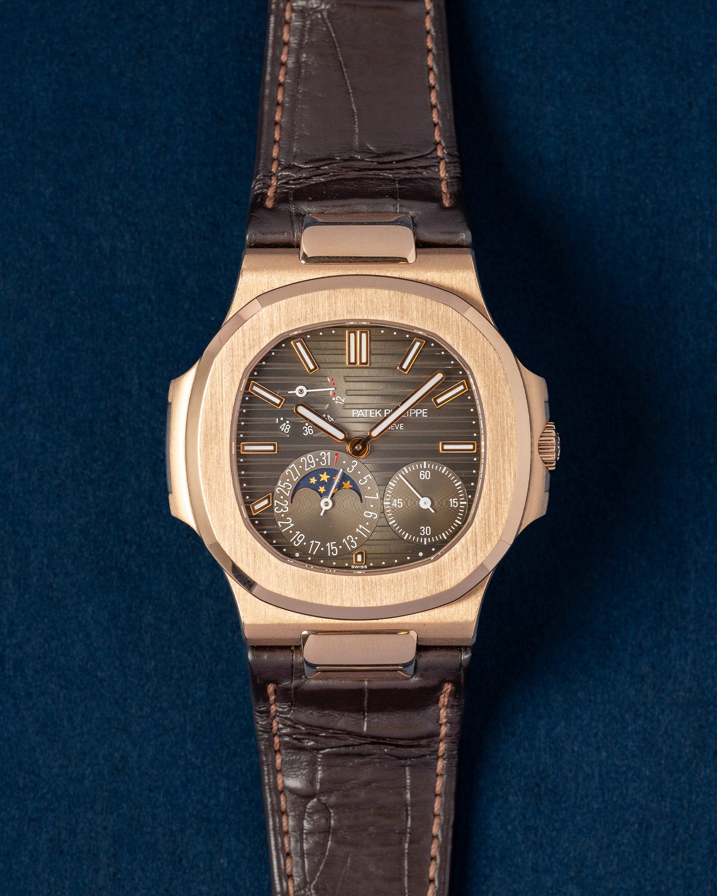 Rose Gold 40mm Patek Philippe Nautilus 5712R-001 Brown Dial Watch