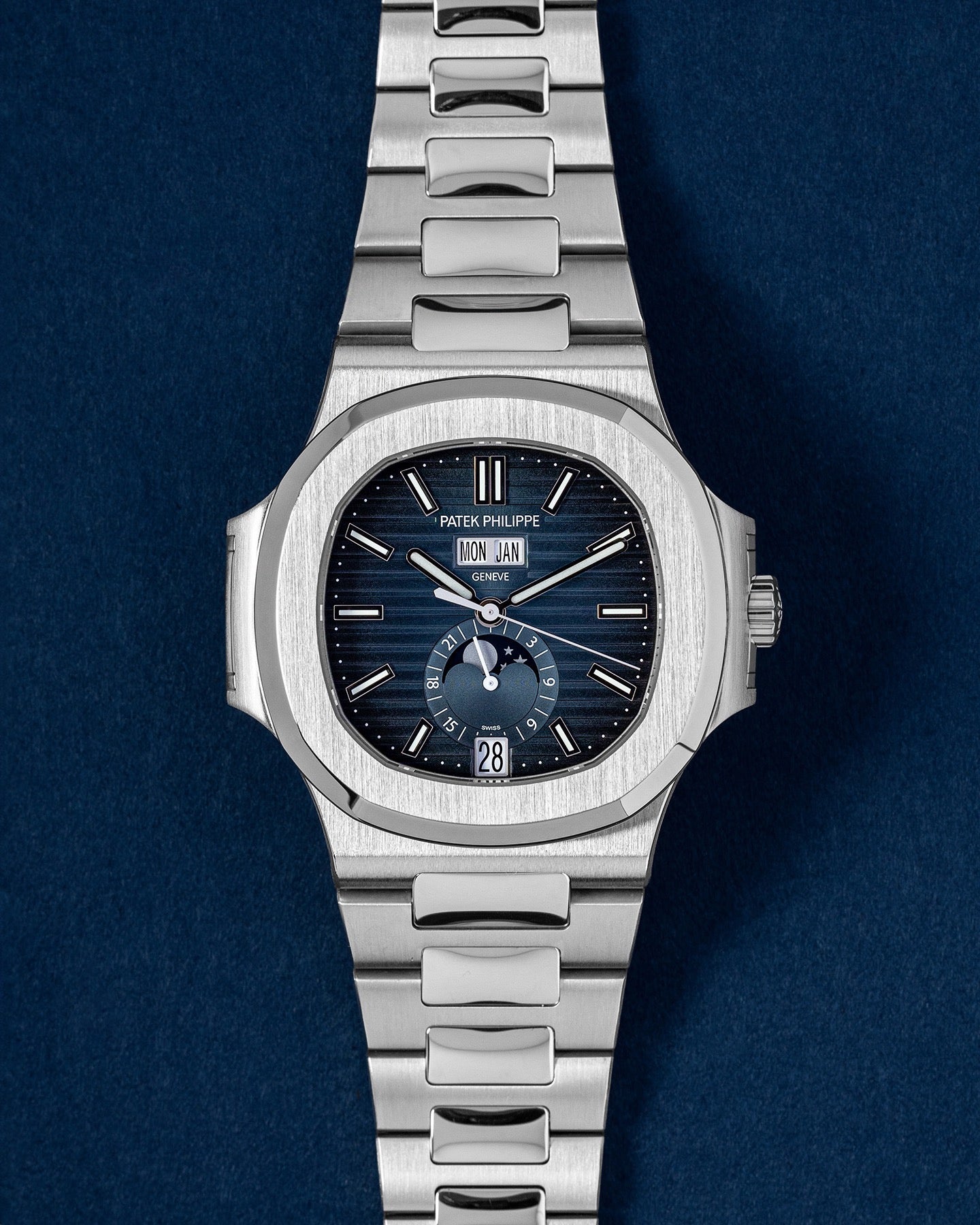 blue dial Patek Philippe Nautilus 5726/1A-014 | Grand Caliber Mens Watches