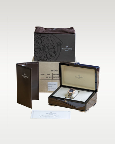40.5mm Two Tone Rose Gold Patek Philippe Nautilus 5980 Blue Dial Watch