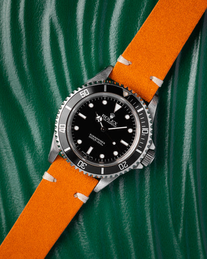 Handmade Italian Leather Strap in Orange Suede