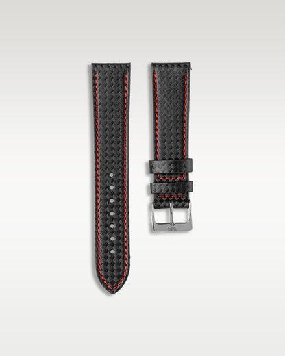 Handmade Italian Leather Strap in Carbon Fiber
