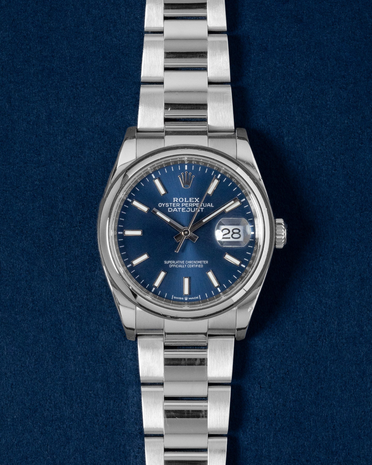 Rolex Datejust 126200 Steel Blue Index Watch | Grand Caliber Dallas