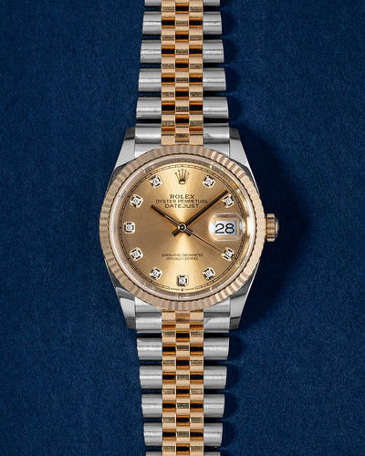 Two Tone Yellow Gold Rolex Datejust Diamond Champagne Dial 126233 Watch | Grand Caliber