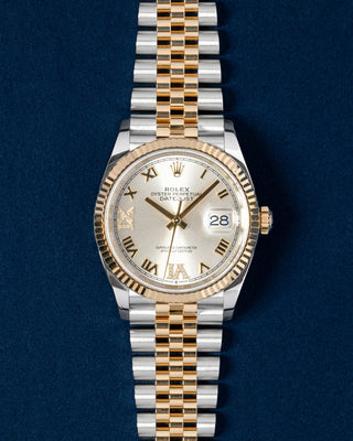 Two Tone Yellow Gold Rolex Datejust 126233 Silver Diamond Dial Watch | Grand Caliber