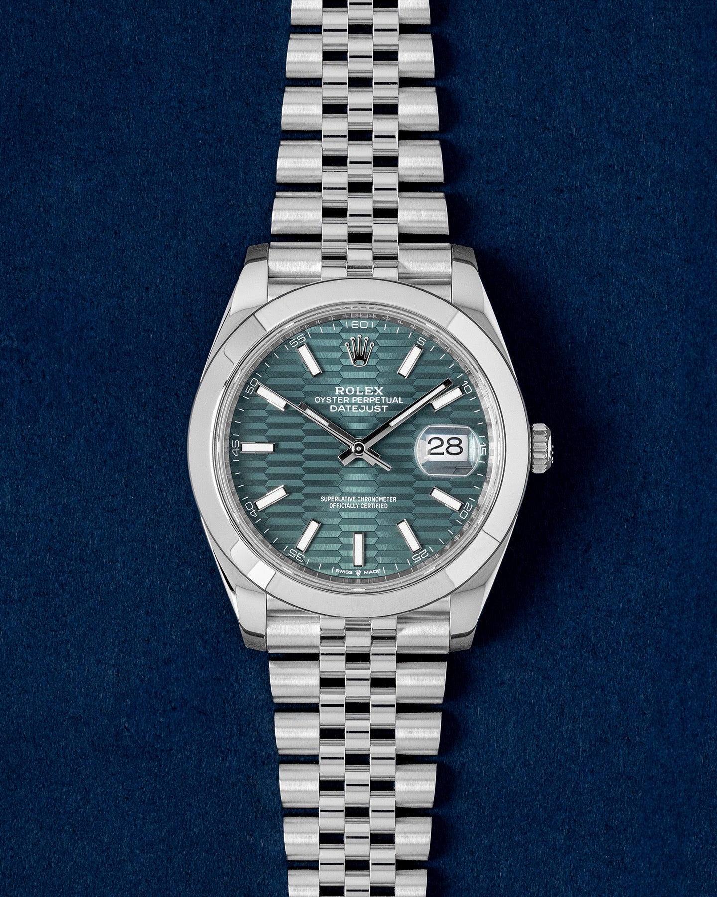 Mint Green Motif Dial Rolex Datejust 126300 | Grand Caliber Dallas TX