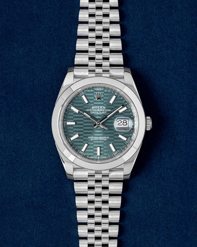 Mint Green Motif Dial Rolex Datejust 126300 | Grand Caliber Dallas TX