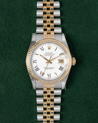 Rolex Datejust White Dial 16030 Two Tone Yellow Gold