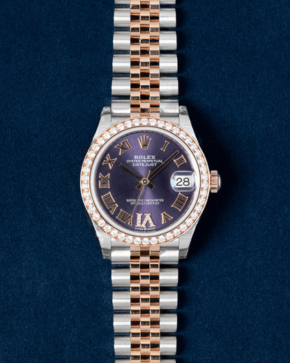 Everose Gold Aubergine Diamond Rolex Datejust 278381RBR Watch | Grand Caliber