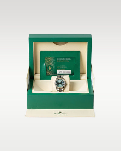 2022 Rolex Datejust 31 278274 mint green dial complete full set with original green luxury presentation watch box