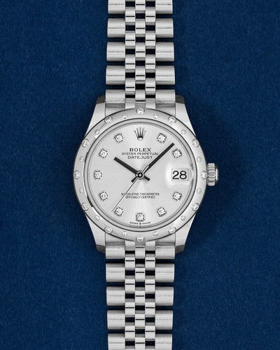 Womens Silver Diamond Rolex Datejust 31 278344RBR | Grand Caliber Watches