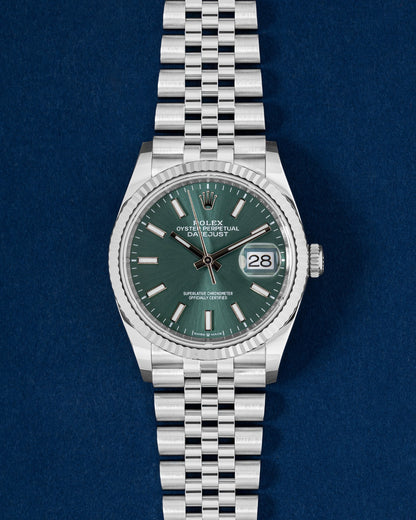 Mint Green New Rolex Datejust 36 126234 | Grand Caliber Watches Dallas