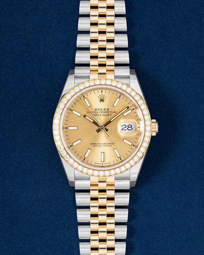 Diamond Bezel champagne Rolex Datejust 36 126283RBR | Grand Caliber Watches
