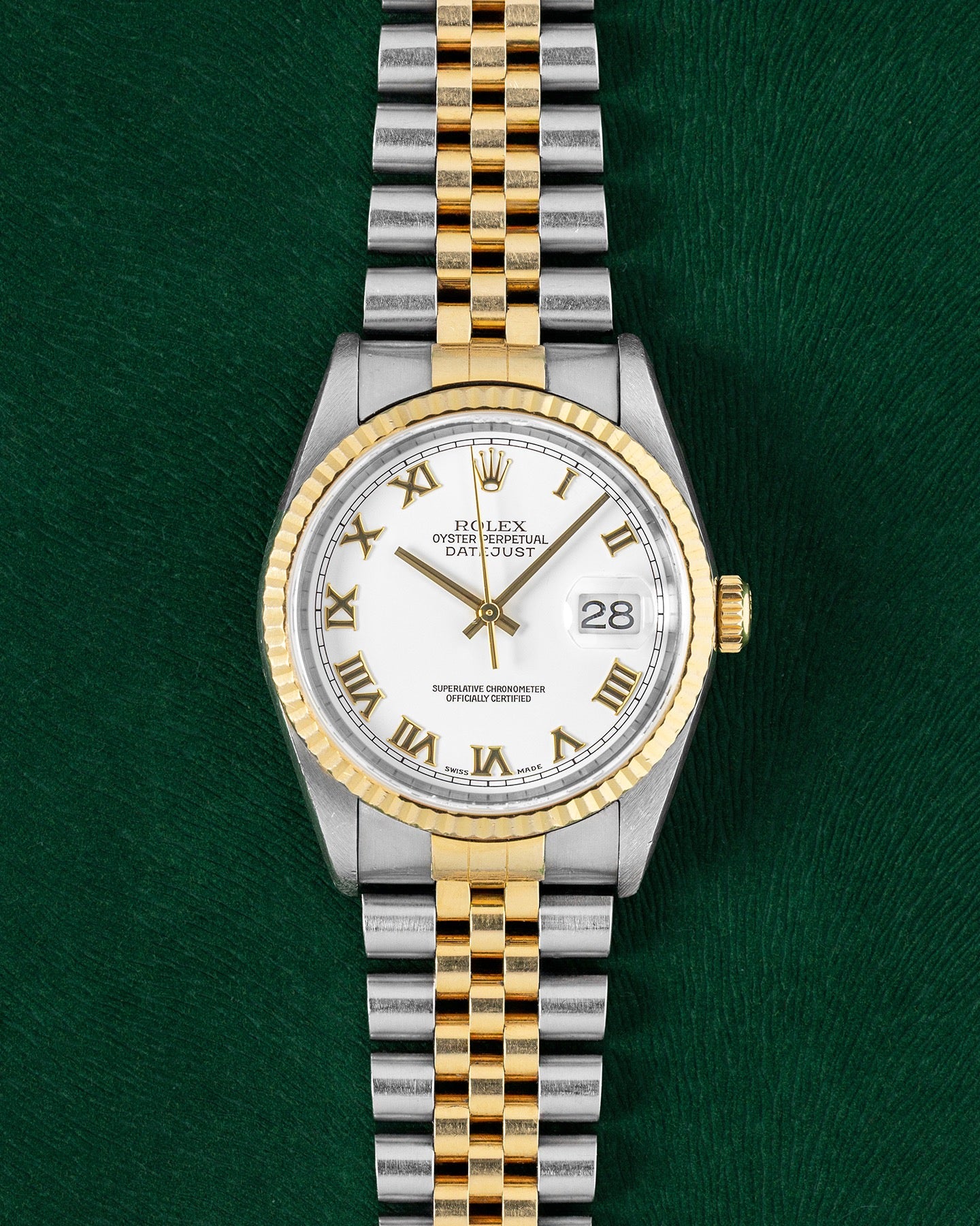 2002 White Roman Rolex Datejust 36 16233 | Grand Caliber Watches USA