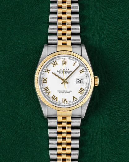 2002 White Roman Rolex Datejust 36 16233 | Grand Caliber Watches USA