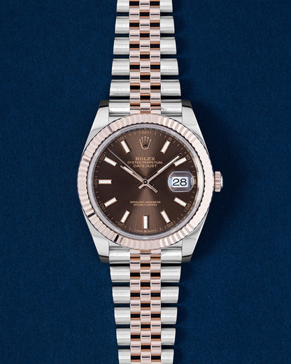 Two Tone Rose Gold Rolex Datejust 41 Chocolate 126331 | Grand Caliber Dallas, Texas