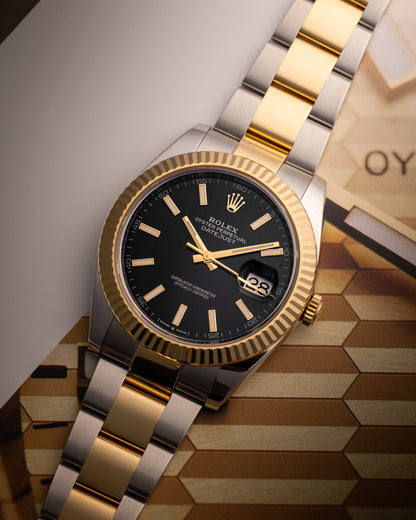Two Tone Rolex Datejust 41 Black Index 126333 | Grand Caliber Watches USA