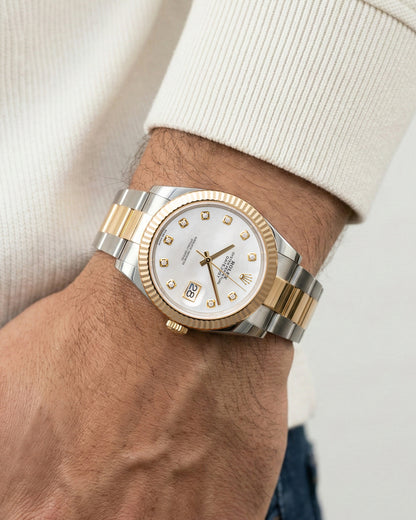 Mother of Pearl Diamond Two Tone Rolex Datejust 41 126333 | Grand Caliber