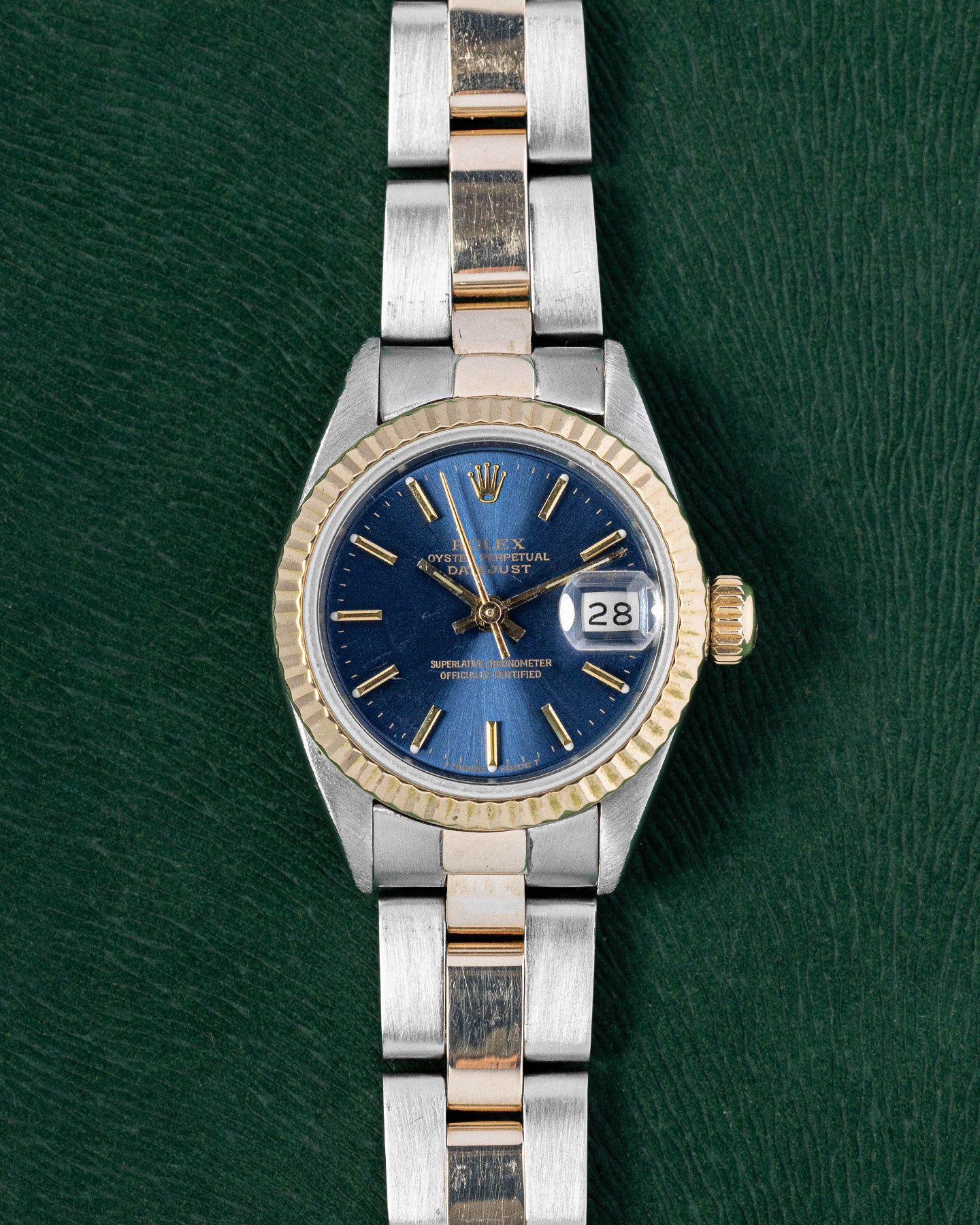 Two Tone Yellow Gold Blue Dial Rolex Datejust 69173 Watch | Grand Caliber