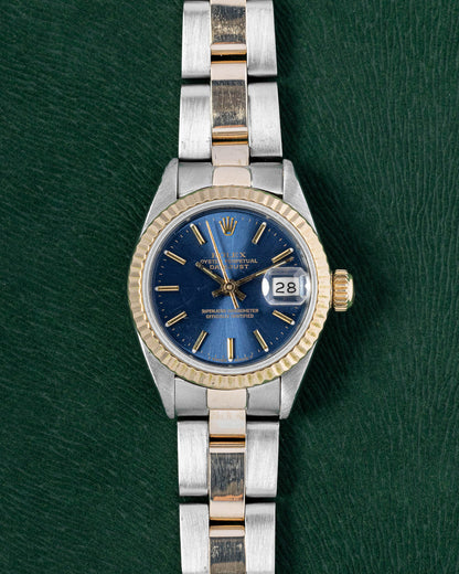 Two Tone Yellow Gold Blue Dial Rolex Datejust 69173 Watch | Grand Caliber