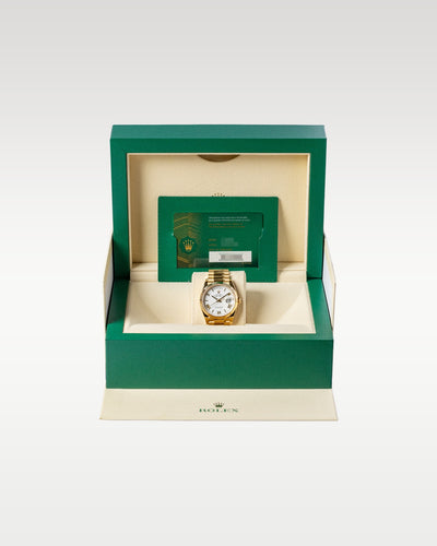 White Roman Presidential Rolex Day-Date 128238 | Grand Caliber Dallas, TX