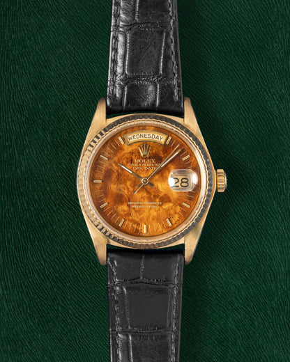 Day Date 18038 Wood Dial Gold Rolex Watch | Grand Caliber Dallas Texas