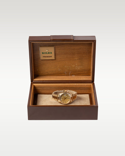 Yellow Gold Rolex Day Date 18038 Champagne Lemon Diamond Watch