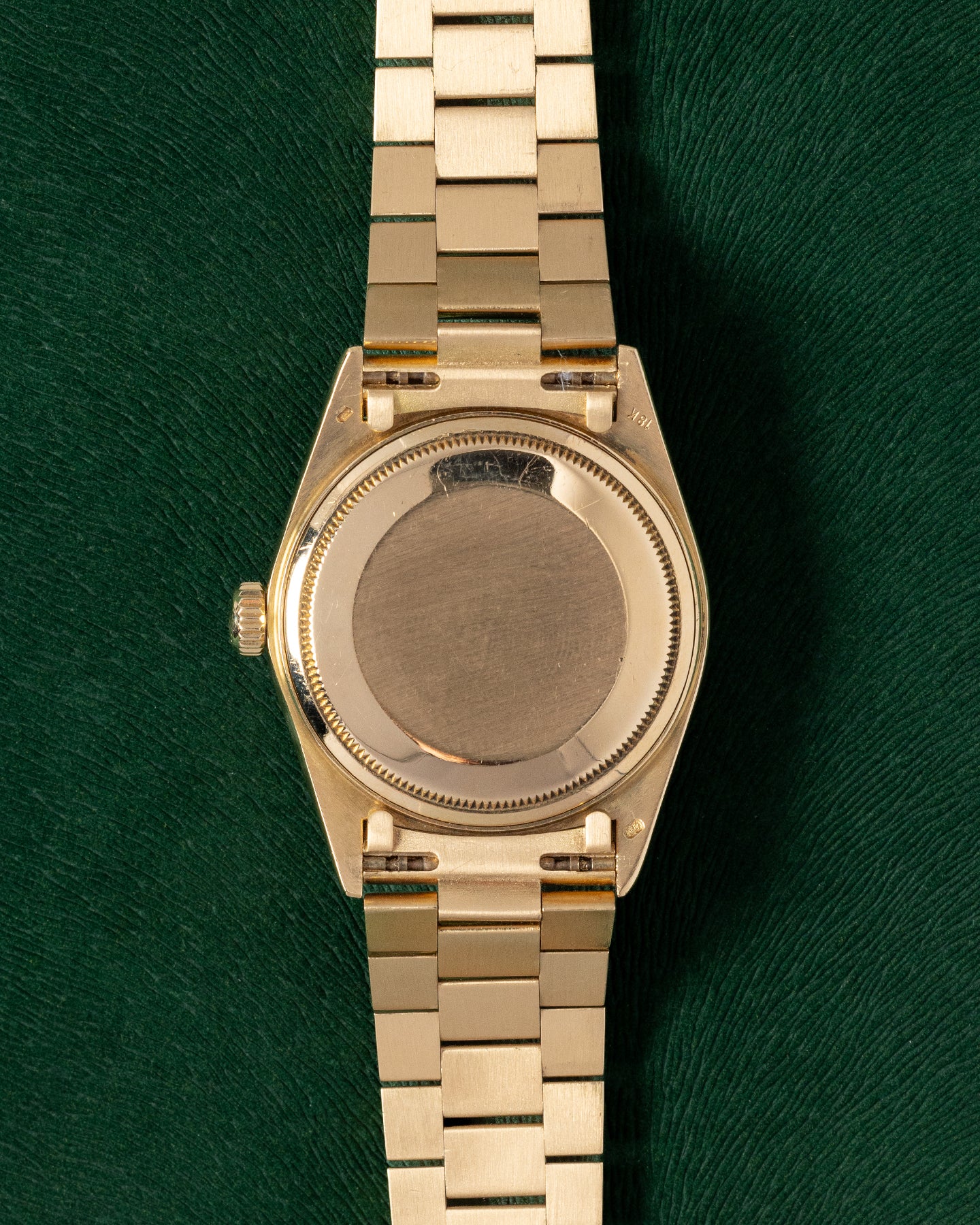 1985 Yellow Gold Rolex Day Date 18048 Blue Vignette Watch | Grand Caliber Dallas