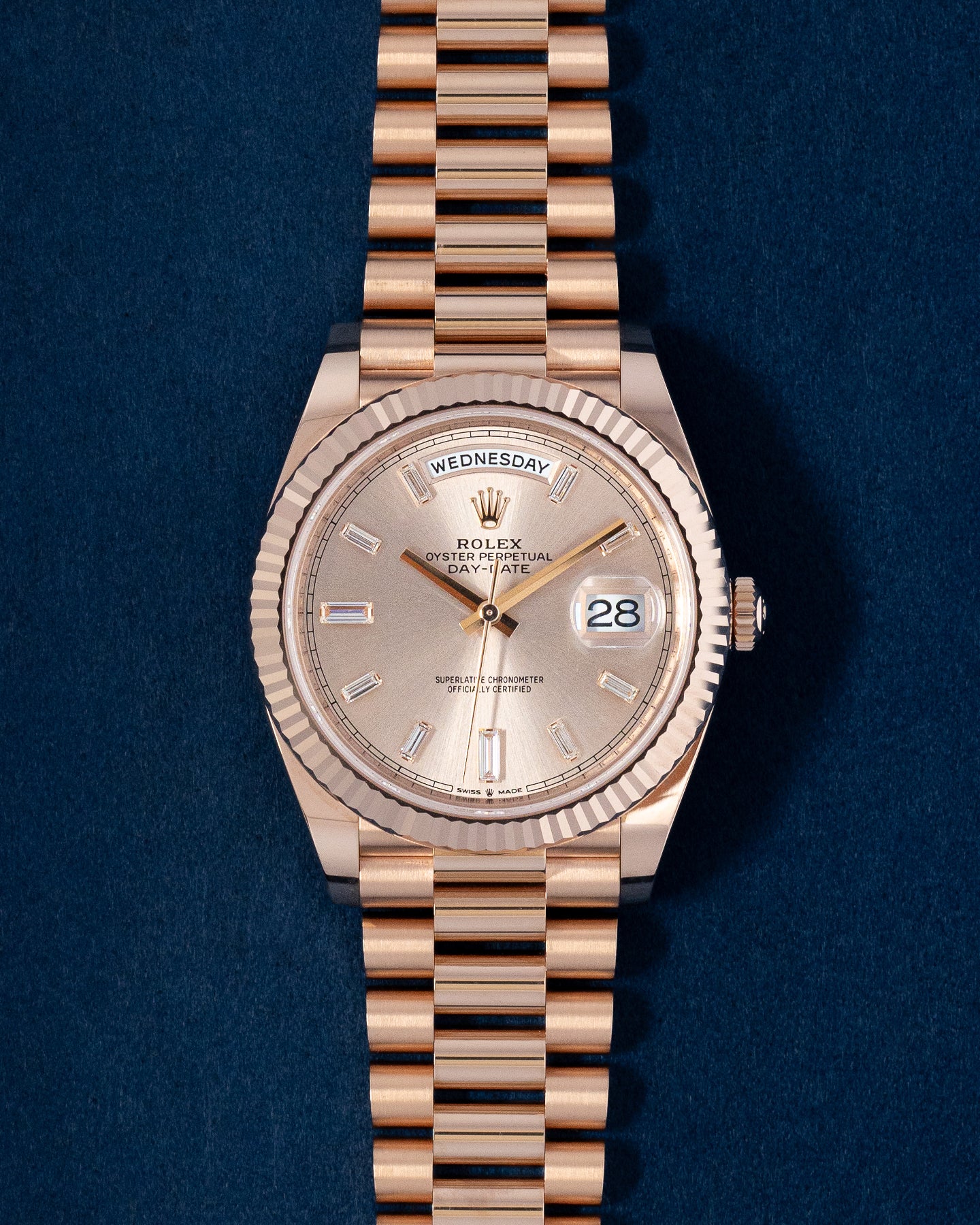 Rolex Day-Date Rose Baguette 228235