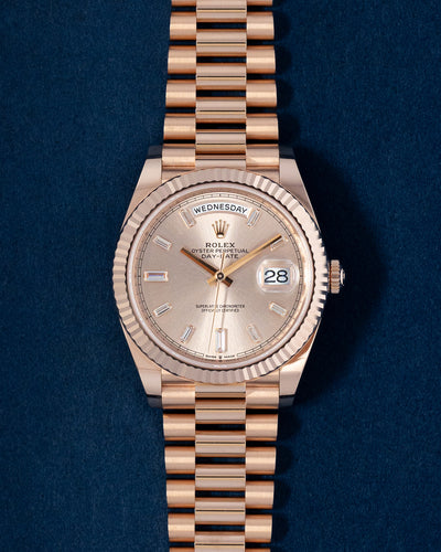 Rolex Day-Date Rose Baguette 228235