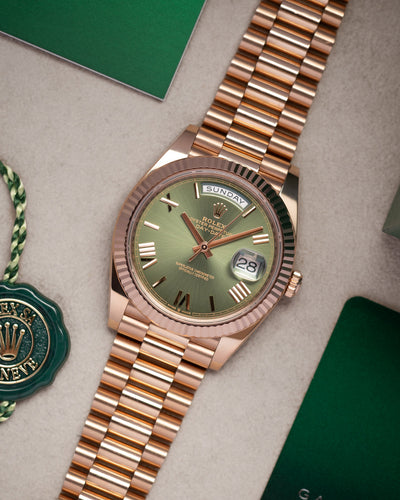 Rolex Day-Date 228235 Olive Dial at Grand Caliber | Dallas Watch Store
