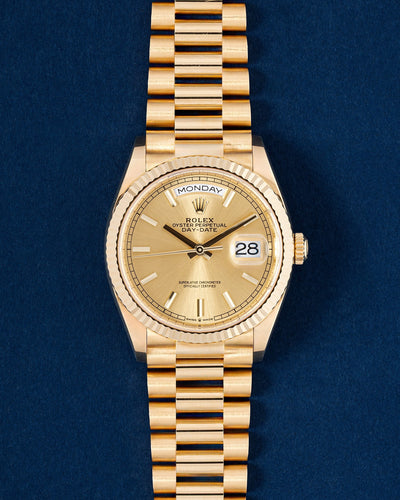 Yellow Gold Champagne Rolex Day-Date 36 128238 | Grand Caliber USA