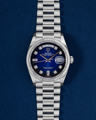 Blue Ombre Diamond Rolex Day-Date 36 128239 | Grand Caliber Dallas, Texas