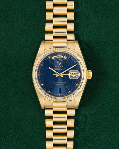 Blue Vintage Rolex Day-Date 36 18038 | Grand Caliber Watches
