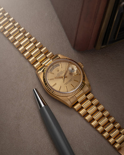 1978 Rolex Day-Date 36 Champagne Stick Dial 18038 | Grand Caliber Texas